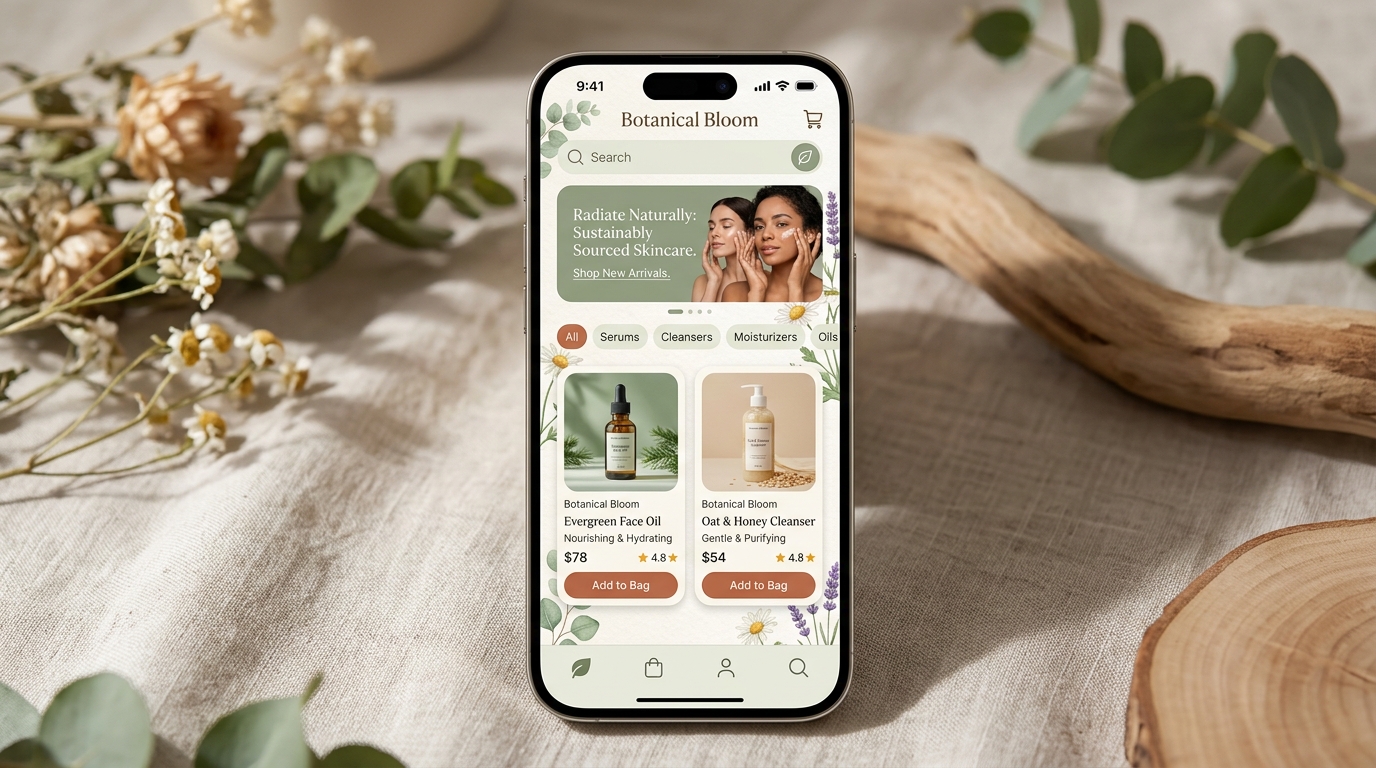 Ecoglow sustainable beauty eCommerce app